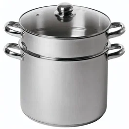 Baumalu Couscoussier en inox droit 20 cm - Compatible induction et tous feux - Capacité 5,8 litres pour une cuisson traditionnelle