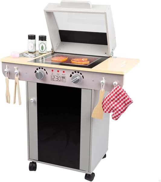 Color Baby - Barbecue en bois pour enfants avec 10 pièces, 60 x 30 x 66.5 cm
