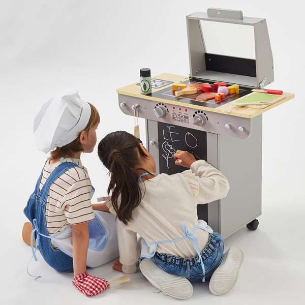 Color Baby - Barbecue en bois pour enfants avec 10 pièces, 60 x 30 x 66.5 cm