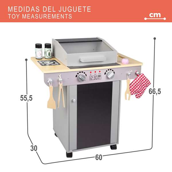 Color Baby - Barbecue en bois pour enfants avec 10 pièces, 60 x 30 x 66.5 cm