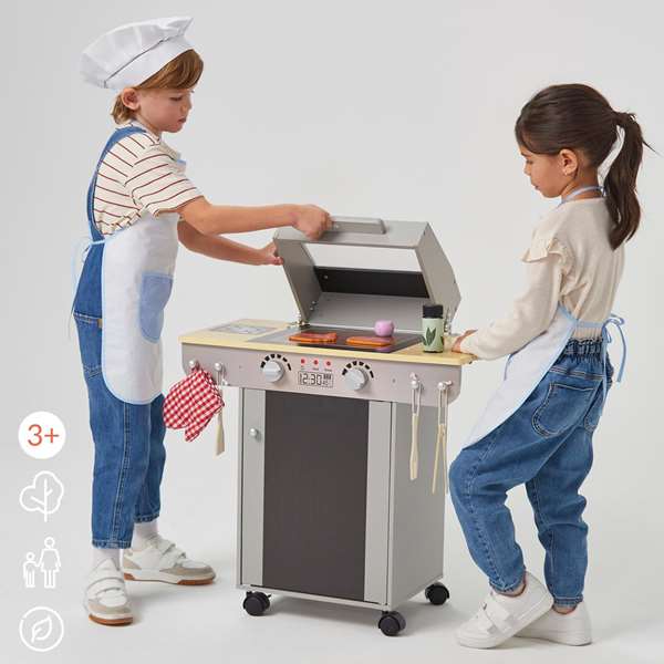 Color Baby - Barbecue en bois pour enfants avec 10 pièces, 60 x 30 x 66.5 cm