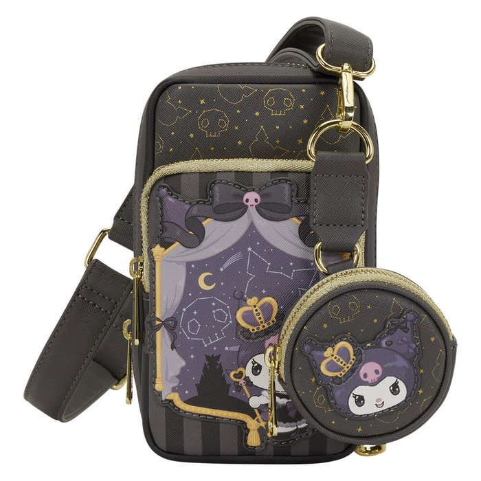 Loungefly Sac bandoulière avec porte-monnaie 20th Anniversary Kuromi Hello Kitty - 10.8x6.35x19.05 cm