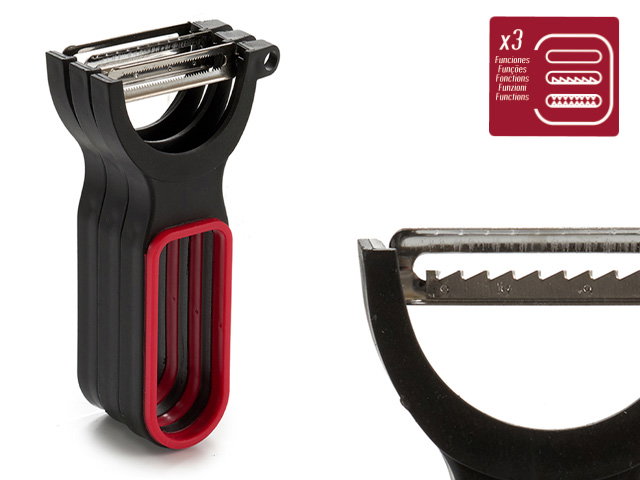 Kinvara Set 3 Éplucheurs Plastique Noir Rouge 13 x 4.5 x 7 cm avec Lame Acier (Set de 24) Kinvara Set 3 Éplucheurs Plastique Noir Rouge 13 x 4.5 x 7 cm avec Lame Acier (Set de 24)
