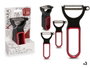 Kinvara Set 3 Éplucheurs Plastique Noir Rouge 13 x 4.5 x 7 cm avec Lame Acier (Set de 24)