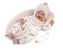 Poupée Mimi Sonrisas avec robe oursons lune rose 42 cm corps en tissu - Langue espagnole - Jeu éducatif et sonore - Marque : Llorens