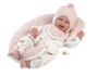 Poupée Mimi Sonrisas avec robe oursons lune rose 42 cm corps en tissu - Langue espagnole - Jeu éducatif et sonore - Marque : Llorens