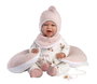 Poupée Mimi Sonrisas avec robe oursons lune rose 42 cm corps en tissu - Langue espagnole - Jeu éducatif et sonore - Marque : Llorens