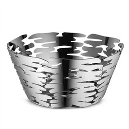 Alessi Barket BM10/21 - Cesto (Panier) rond perforé en acier inoxydable 18/10, 21 cm - Pour servir des apéritifs ou présenter des fruits
