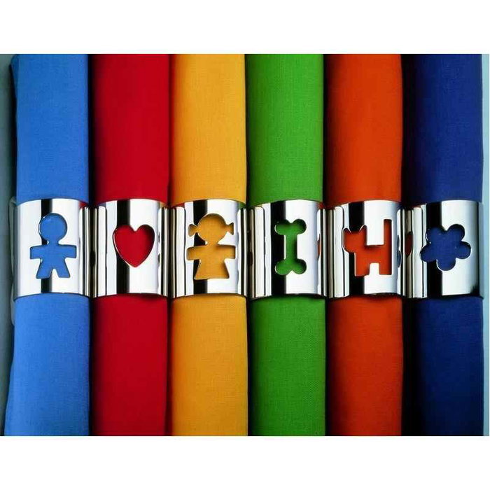Alessi AKK10 F Girotondo Serviette Fleur en Acier Inoxydable 18/10 - Porte-serviettes décoratif
