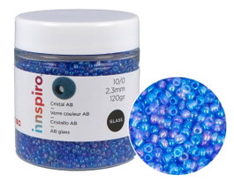 Innspiro Rocaille de verre ronde aurora boreale bleu cyan 2,3 mm, 120g