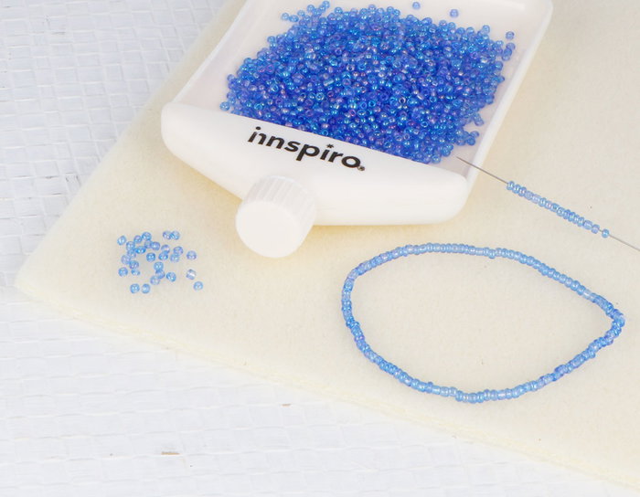 Innspiro Rocaille de verre ronde aurora boreale bleu cyan 2,3 mm, 120g