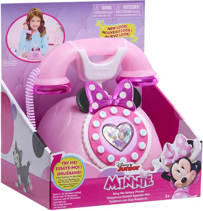 Minnie - Téléphone à cadran jouet rétro Disney Junior, rose brillant avec lumières et sons, pour enfants dès 3 ans Minnie - Téléphone à cadran jouet rétro Disney Junior, rose brillant avec lumières et sons, pour enfants dès 3 ans