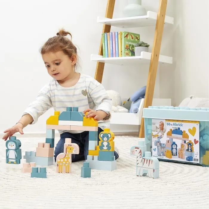 ECOIFFIER - Baril de 55 briques et animaux du zoo à construire, jouet de motricité fine pour enfants dès 18 mois, Origine France Garantie ECOIFFIER - Baril de 55 briques et animaux du zoo à construire, jouet de motricité fine pour enfants dès 18 mois, Origine France Garantie