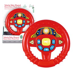 Tachan Volant de bébé rouge avec lumières et sons - 8 effets sonores, 12 mélodies, multilingue (EN, FR, DE, IT, PT, ES) - Jouet d'éveil sensoriel pour enfant dès 6 mois