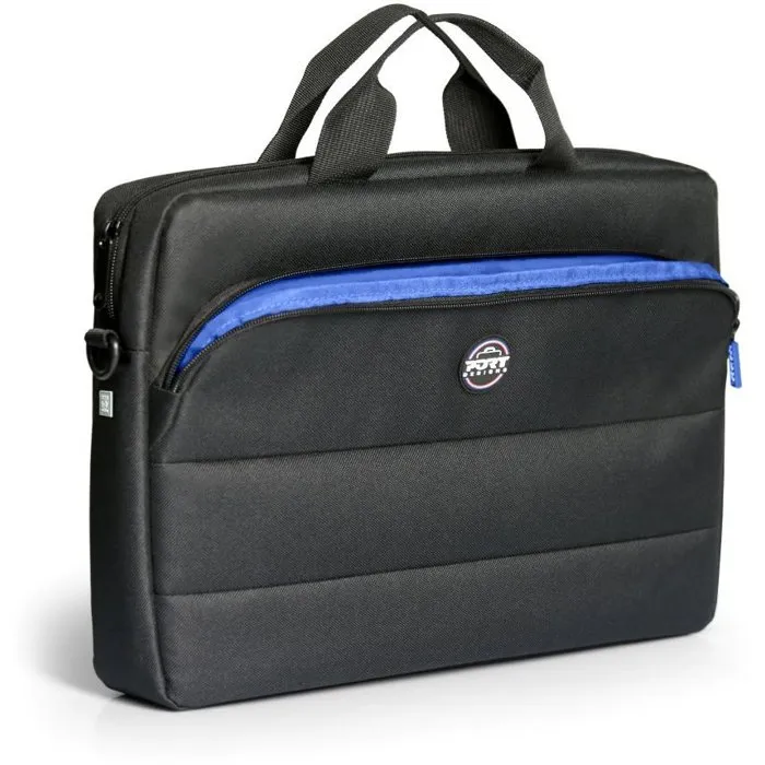 Port Designs Sacoche Portland II ECO pour PC Portable 17,3 Pouces - Noir et Bleu Roi - Léger et Robuste