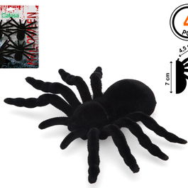 Peluche Araignée Tarantule Noire 7 cm pour Décoration Halloween - Accessoire Effrayant et Réaliste