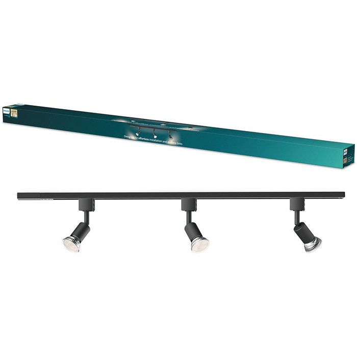 Philips Système de rail EasyLink 3 spots Tobia 5 W GU10 Noir Aluminium 1 m Philips Système de rail EasyLink 3 spots Tobia 5 W GU10 Noir Aluminium 1 m