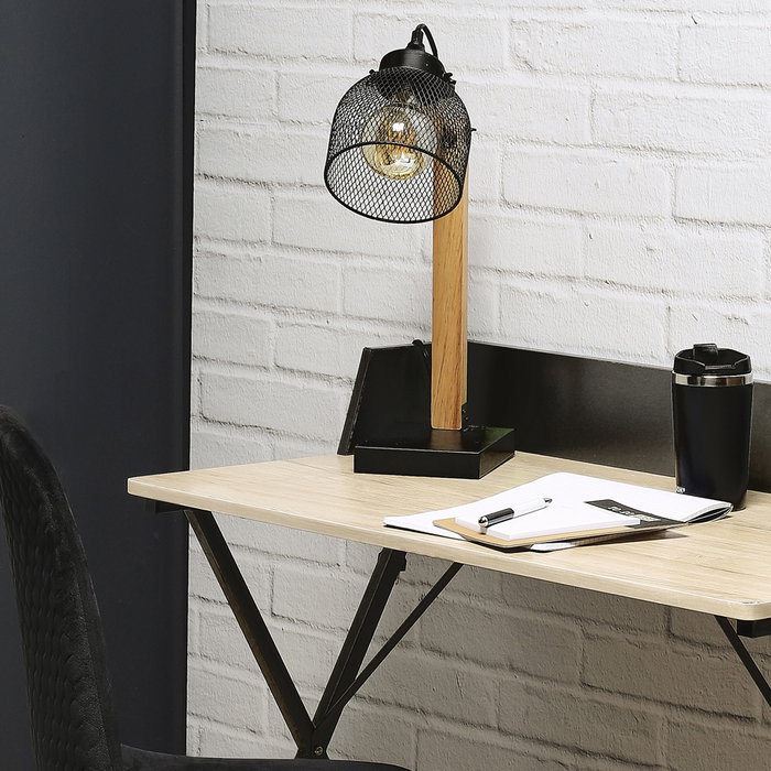 Home Deco Light Lampe de bureau articulée en bois et métal
