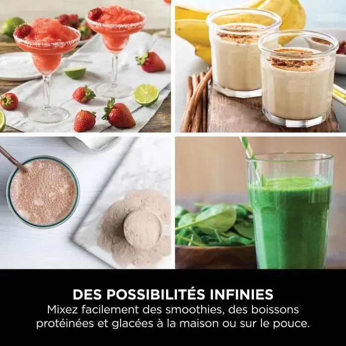 Ninja BC151EUEM Blast - Blender portable sans fil rechargeable USB-C pour smoothies, conception antifuite et assemblage en acier inoxydable, vert