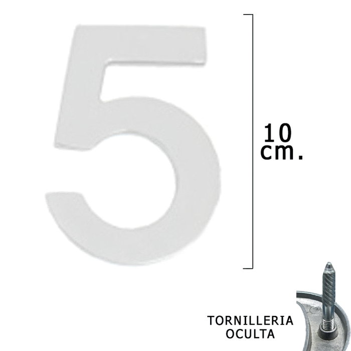 WOLFPACK LINEA PROFESIONAL Chiffre 5 argenté mat 10 cm WOLFPACK LINEA PROFESIONAL Chiffre 5 argenté mat 10 cm