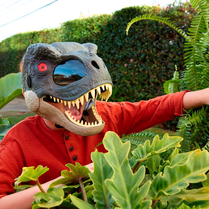 MATTEL Jurassic World Masque Déguisement T-Rex Dinosaurio Deluxe avec Yeux LED et Rugissements pour Enfants 4+ Réf. JCH04