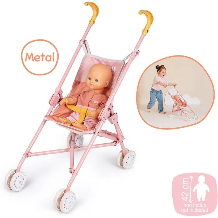 Baby Nurse Poussette Canne Smoby pour Poupon - Léger, Pliable Facilement, Pratique - Convient à partir de 2 ans