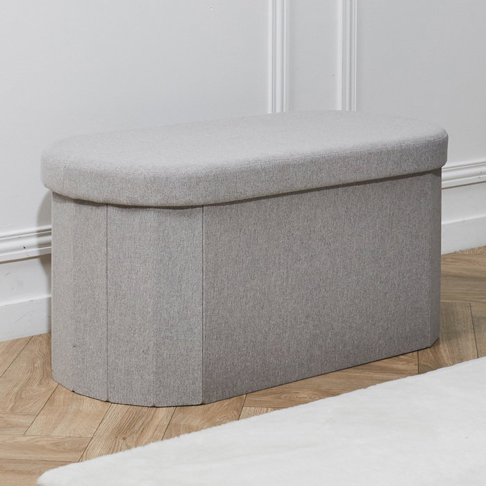 Home Deco Factory BANCO-PUF PLEGABLE GRIS OVAL