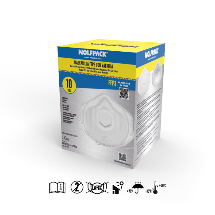WOLFPACK LINEA PROFESIONAL Masque FFP3 avec Valve (5 Unités) WOLFPACK LINEA PROFESIONAL Masque FFP3 avec Valve (5 Unités)