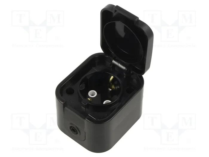 ABEX Socle d'alimentation Schuko noir 2P+PE 16A 250V AC ABEX Socle d'alimentation Schuko noir 2P+PE 16A 250V AC