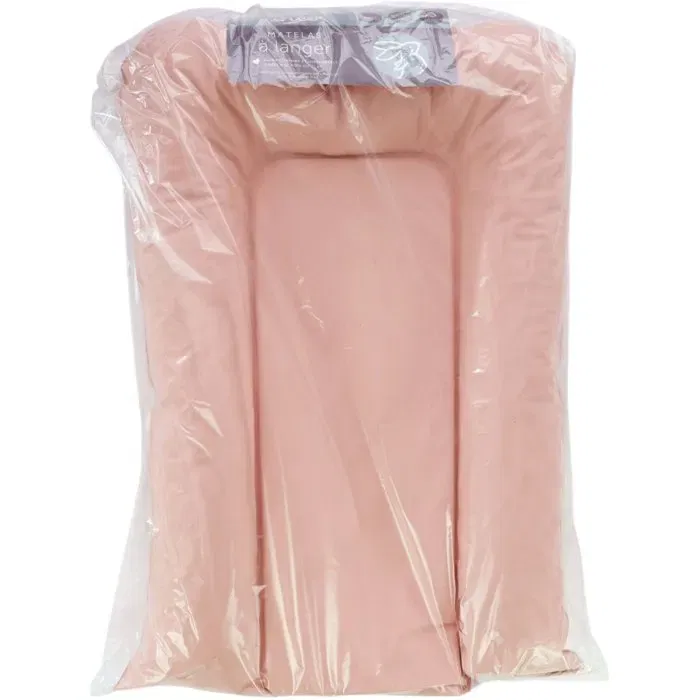 Tineo TINEO - FLOCONS - Matelas à langer PVC Rose poudre 50x70 cm, confortable et sécurisant, mousse moelleuse, bords rehaussés, imperméable