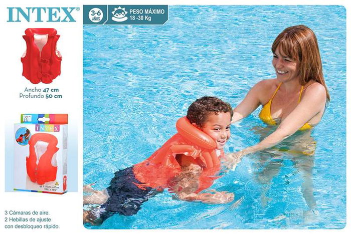 Intex Gilet de bain gonflable 50x47 cm pour enfant, âge recommandé 3 à 6 ans