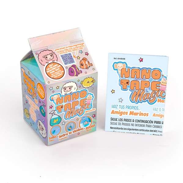 Bizak - Nano Tape Magic Mini - Jeu créatif assorti nuages/animaux - Création d'objets, porte-clés, poissons colorés, designs avec slime Bizak - Nano Tape Magic Mini - Jeu créatif assorti nuages/animaux - Création d'objets, porte-clés, poissons colorés, designs avec slime