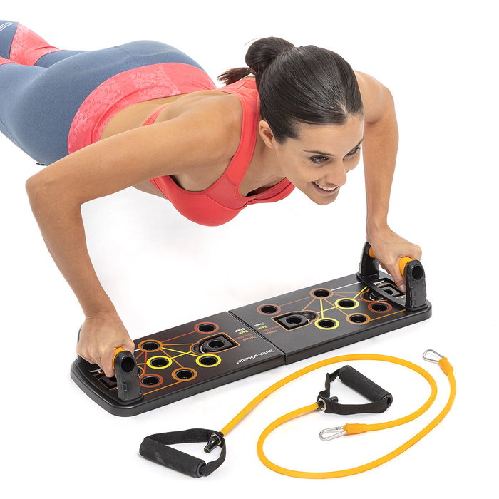 Pack planche de pompes avec bandes de résistance, ceinture sauna sport et guide InnovaGoods