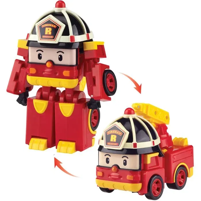 Silverlit Robot Jouet Transformable 2-en-1 Robocar Poli - Roy Robot Pompier - 10 cm - Dès 3 Ans