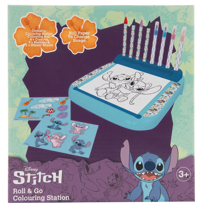 CYP BRANDS Station de Dessin Roll & Go Stitch Disney - Set Complet de Dessin avec 4 Feutres, 4 Crayons, 2 Planches d'Autocollants et Rouleau de Papier CYP BRANDS Station de Dessin Roll & Go Stitch Disney - Set Complet de Dessin avec 4 Feutres, 4 Crayons, 2 Planches d'Autocollants et Rouleau de Papier