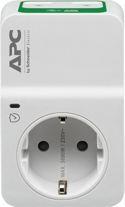APC Parafoudre essentiel SurgeArrest 1 prise 230V avec 2 ports USB de charge - Protection contre les surtensions et filtrage du bruit