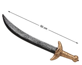 Épée de pirate de 50 cm avec lame noire et poignée dorée