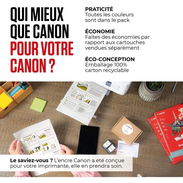 Canon PGI-580/CLI-581 PGBK/C/M/Y/BK (2078C007) - Pack de 5 cartouches d'encre origine : Noir pigmenté, Noir, Cyan, Magenta, Jaune - Compatible ChromaLife100 et imprimantes PIXMA