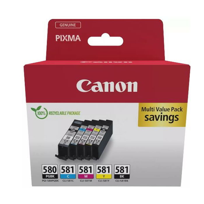 Canon Multipack de 5 Cartouches d'Encre PGI-580/CLI-581 (2078C007) Canon Multipack de 5 Cartouches d'Encre PGI-580/CLI-581 (2078C007)