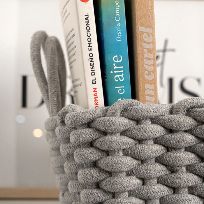 Vinthera Panier Moa en Coton Gris 35x25x13 cm Textil Vinthera Panier Moa en Coton Gris 35x25x13 cm Textil