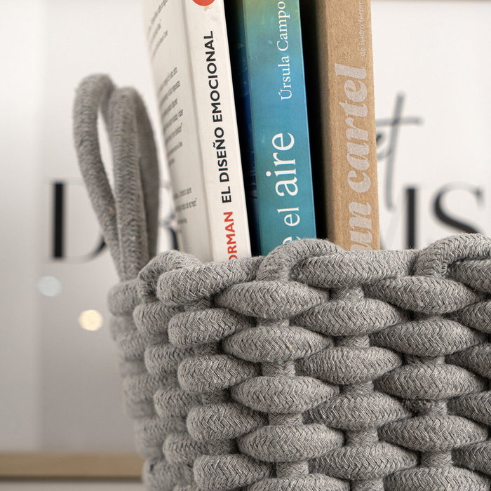 Vinthera Panier Moa en Coton Gris 35x25x13 cm Textil