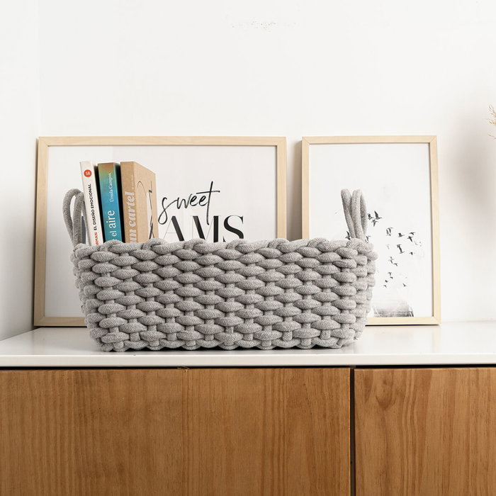 Vinthera Panier Moa en Coton Gris 35x25x13 cm Textil