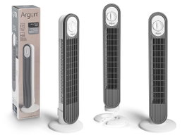Argon Ventilateur Tour Oscillant 45W Blanc et Gris 22x78x22 cm