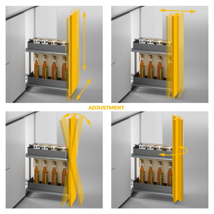 Emuca Chariot extractible avec paniers et panier à pain Harmony avec fermeture à amortie, Module largeur 300mm hauteur 700mm, Acier et Bois, Gris anthracite