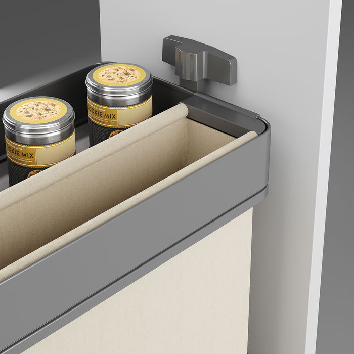 Emuca Chariot extractible avec paniers et panier à pain Harmony avec fermeture à amortie, Module largeur 300mm hauteur 700mm, Acier et Bois, Gris anthracite