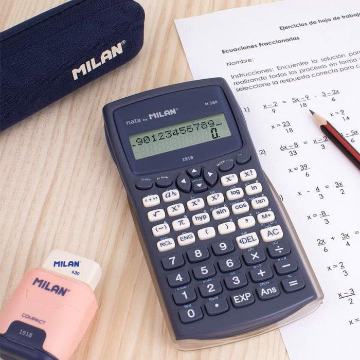 Calculatrice scientifique Milan M240-1918 Bleu 16,7 x 8,4 x 1,9 cm Calculatrice scientifique Milan M240-1918 Bleu 16,7 x 8,4 x 1,9 cm
