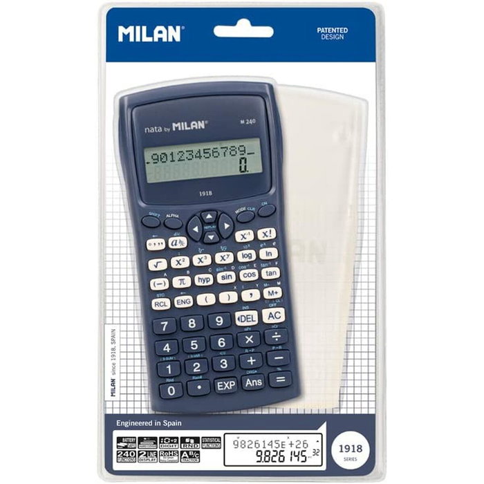 Calculatrice scientifique Milan M240-1918 Bleu 16,7 x 8,4 x 1,9 cm Calculatrice scientifique Milan M240-1918 Bleu 16,7 x 8,4 x 1,9 cm