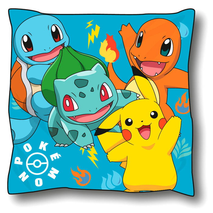 NINTENDO Coussin décoratif Pokémon, 40x40 cm, forme carrée, en tissu doux pour canapé ou lit NINTENDO Coussin décoratif Pokémon, 40x40 cm, forme carrée, en tissu doux pour canapé ou lit