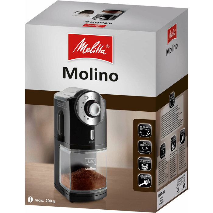 Melitta Molino Moulin à café électrique - Noir - 17 niveaux de mouture