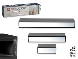 GIFTDECOR Lot de 3 Étagères Miroir Noir (15, 30 et 45 cm)</div>